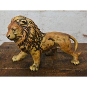 Vintage UCTCI Japan Lion Bisque Porcelain 8" Figurine Mid Century